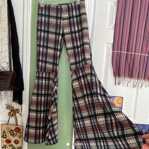 Plaid extreme flare pants